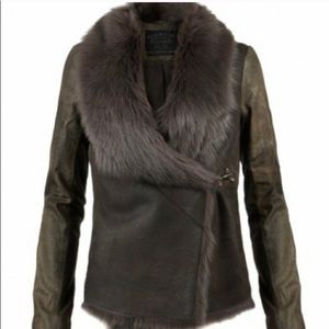 Leather and sheepskin jacket